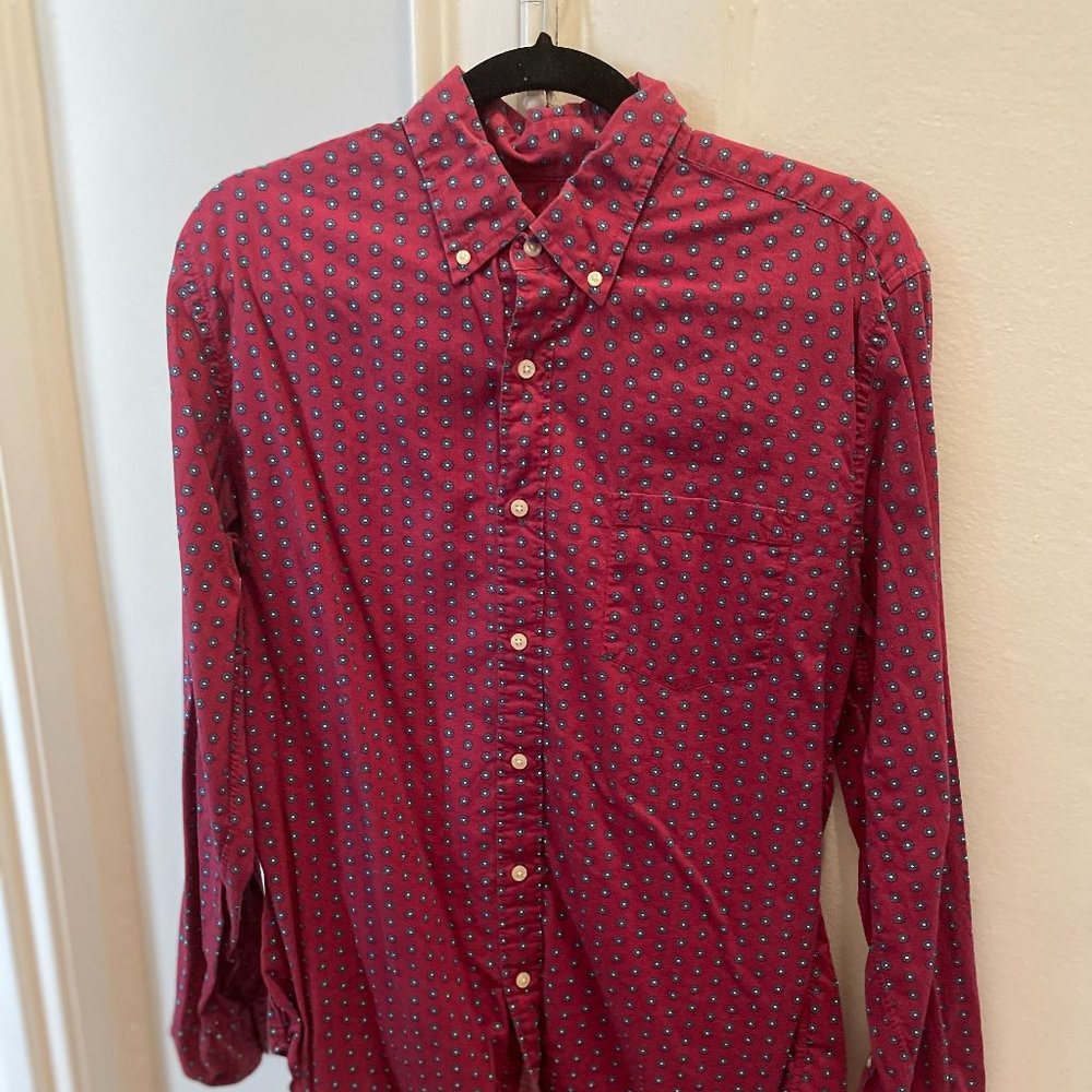 JCrew Red Paisley-Pattern Shirt